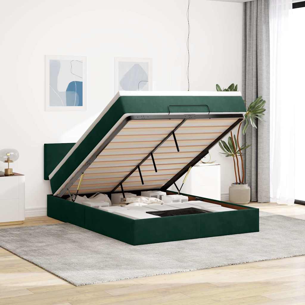 Struttura Letto Pouf con Materasso 140x200 cm in Velluto