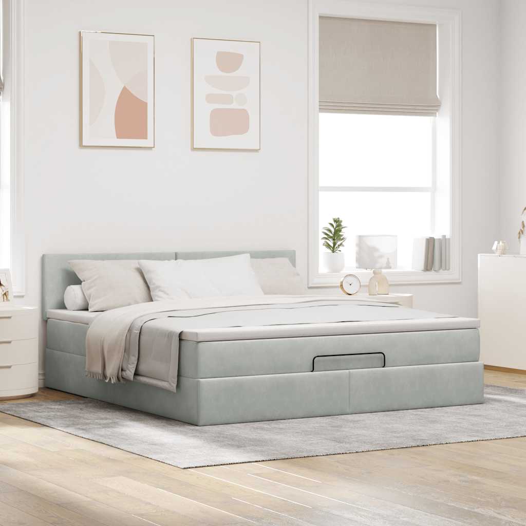 Struttura Letto Pouf con Materasso 160x200 cm in Velluto