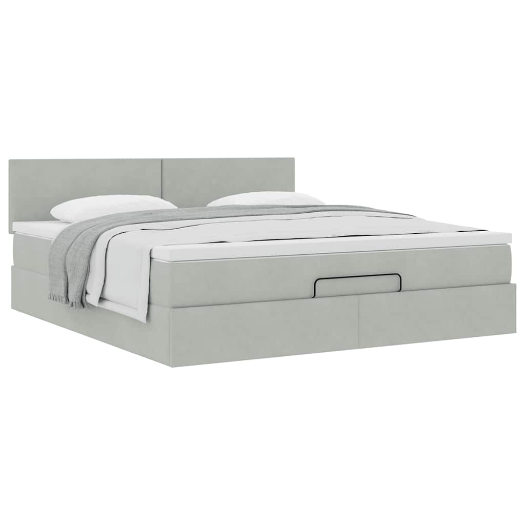 Struttura Letto Pouf con Materasso 160x200 cm in Velluto