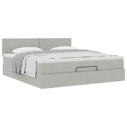Struttura Letto Pouf con Materasso 160x200 cm in Velluto