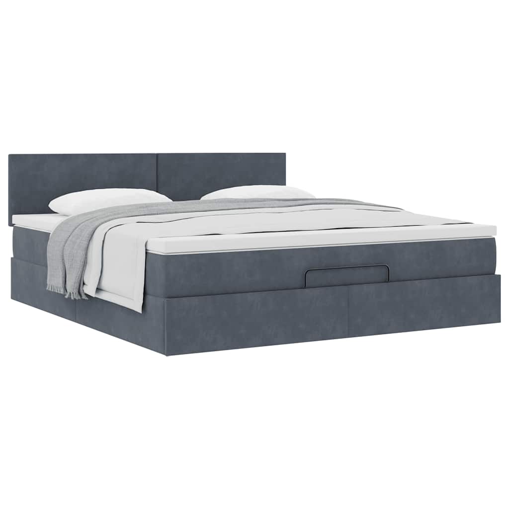 Struttura Letto Pouf con Materasso 160x200 cm in Velluto