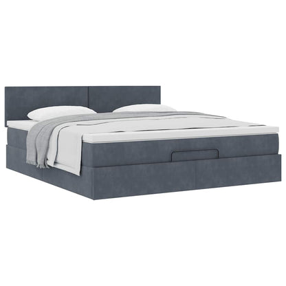 Struttura Letto Pouf con Materasso 160x200 cm in Velluto