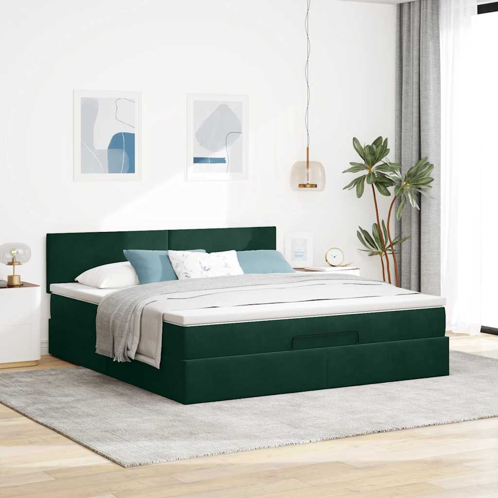 Struttura Letto Pouf con Materasso 160x200 cm in Velluto