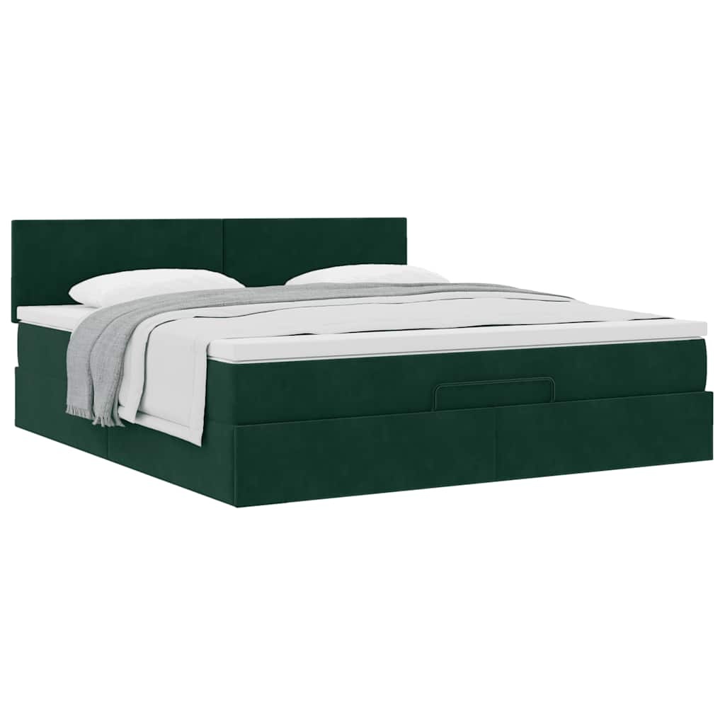 Struttura Letto Pouf con Materasso 160x200 cm in Velluto