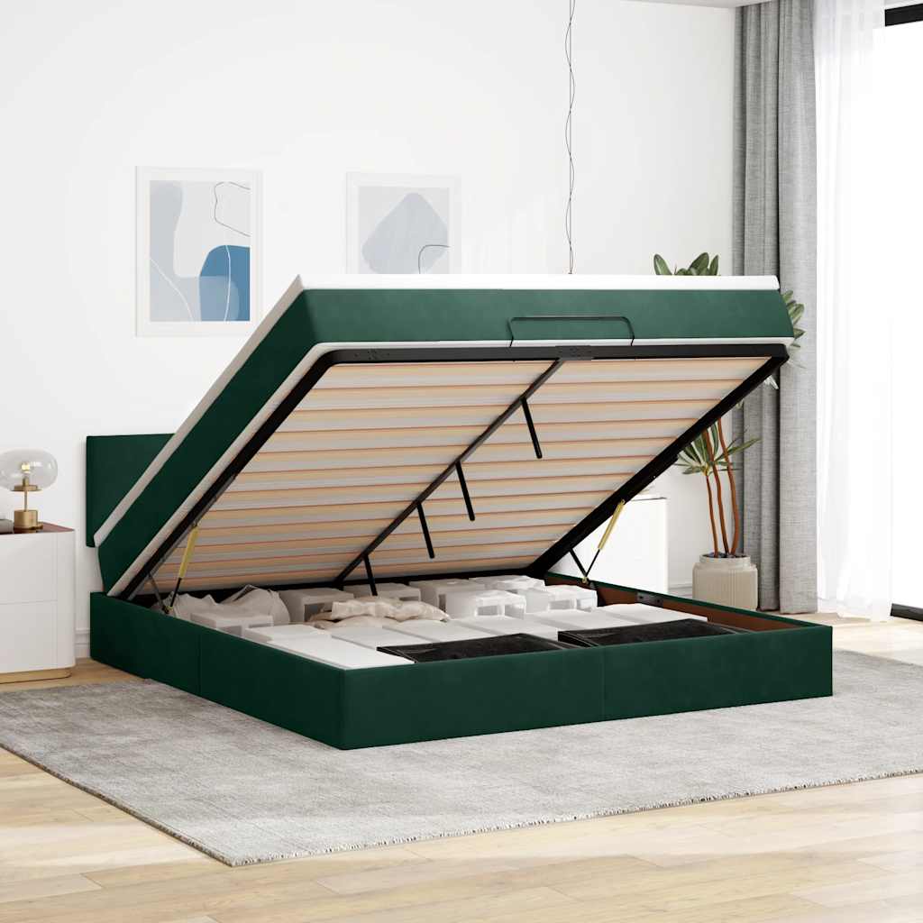 Struttura Letto Pouf con Materasso 160x200 cm in Velluto