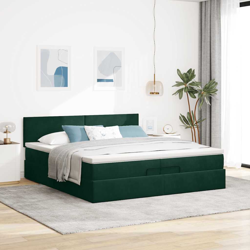 Struttura Letto Pouf con Materasso 200x200 cm in Velluto