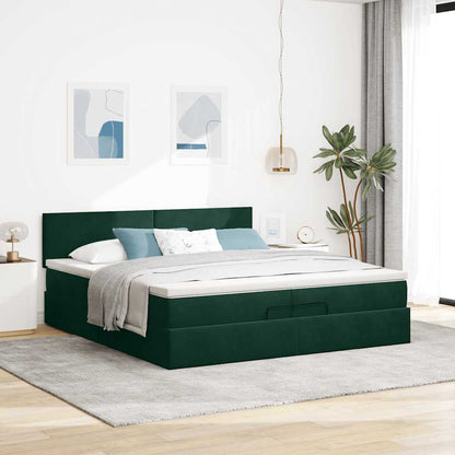 Struttura Letto Pouf con Materasso 200x200 cm in Velluto