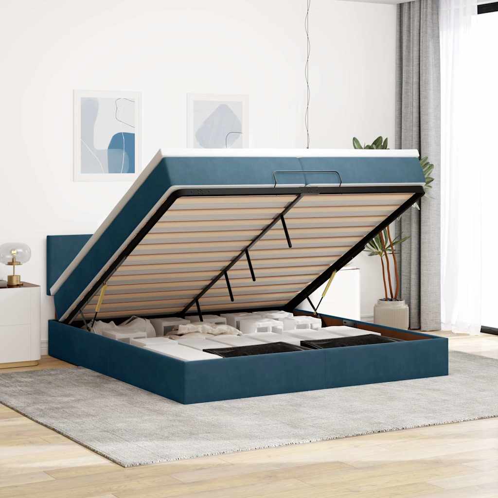 Struttura Letto Pouf con Materasso 200x200 cm in Velluto