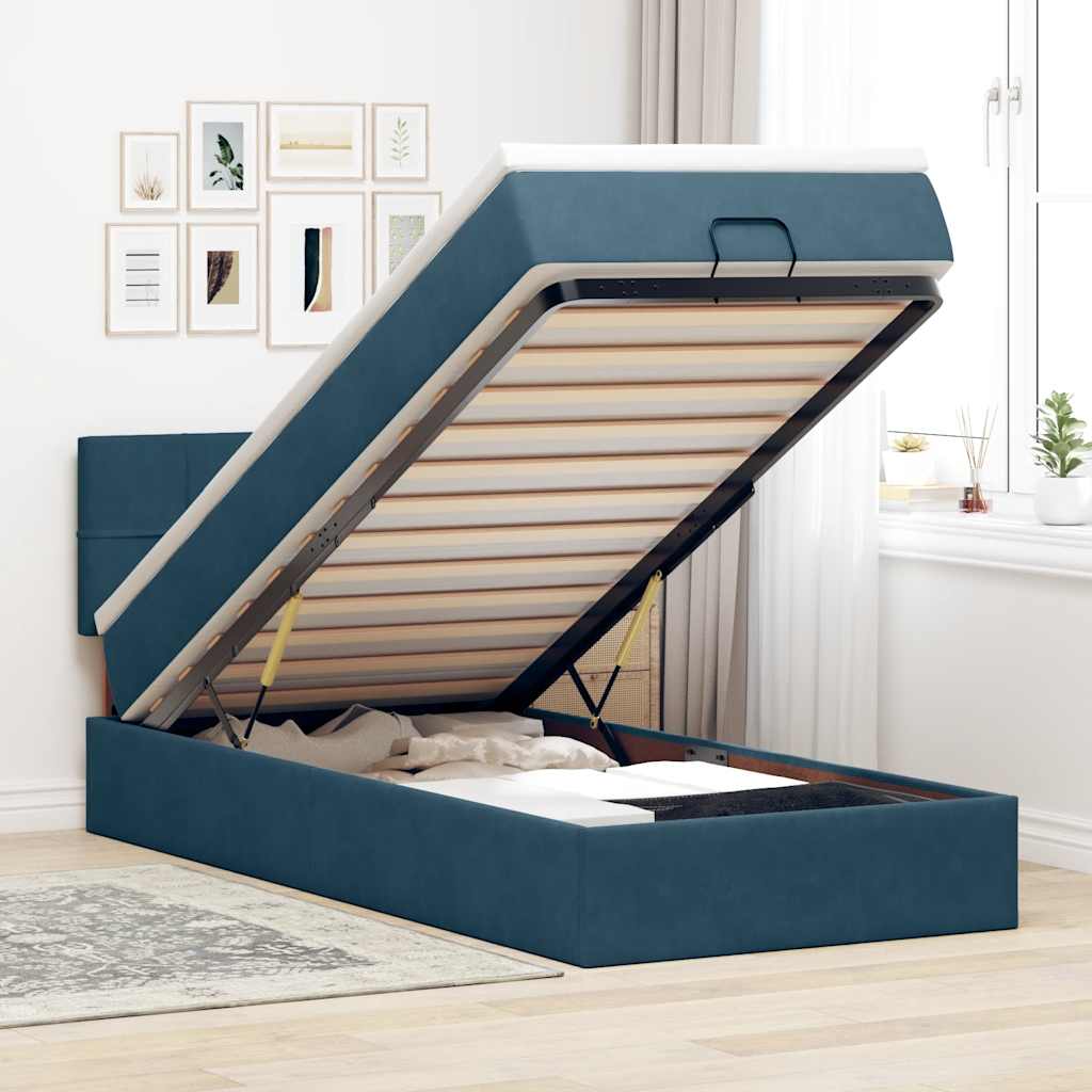 Struttura Letto Pouf con Materasso 90x190 cm in Velluto