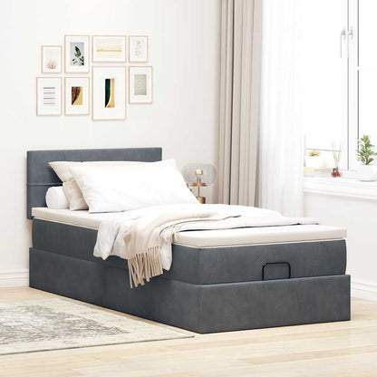 Struttura Letto Pouf con Materasso 90x200 cm in Velluto