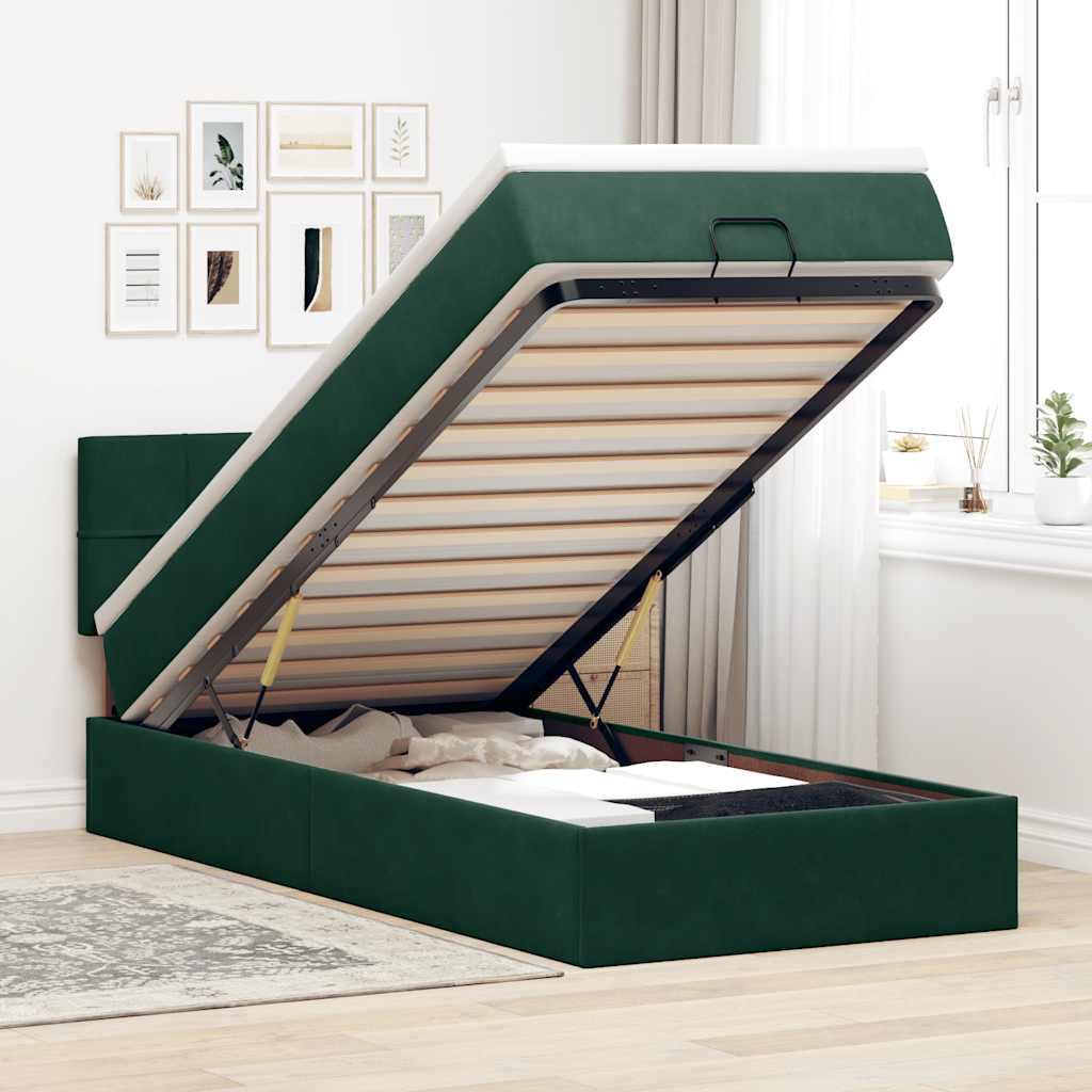 Struttura Letto Pouf con Materasso 90x200 cm in Velluto