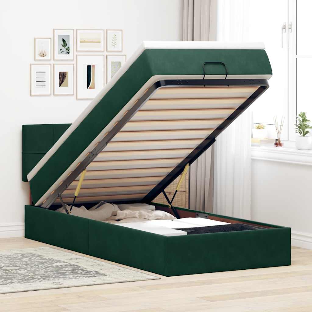 Struttura Letto Pouf con Materasso 100x200 cm Velluto