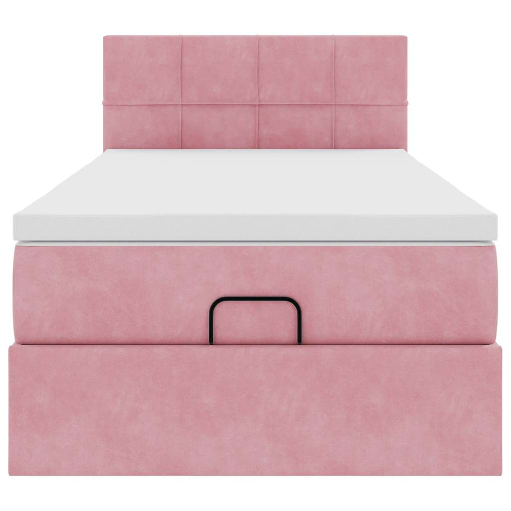 Struttura Letto Pouf con Materasso Rosa 100x200 cm Velluto