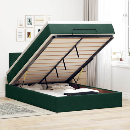 Pouf Letto con Materasso Verde Scuro 120x190 cm Velluto