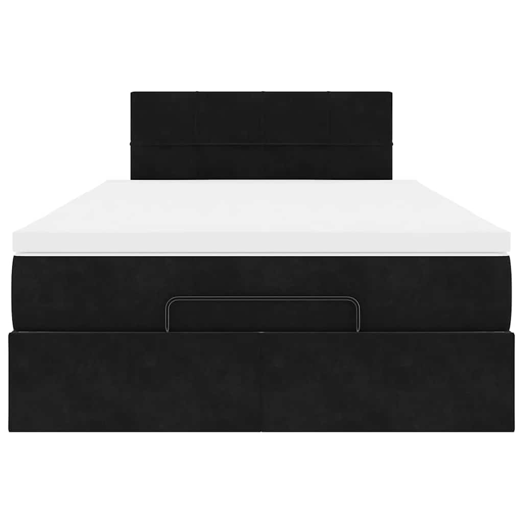 Struttura Letto Pouf con Materasso Nero 120x200 cm Velluto