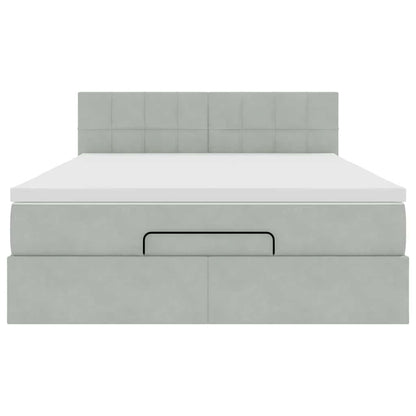Struttura Letto Pouf con Materasso 140x190 cm Velluto