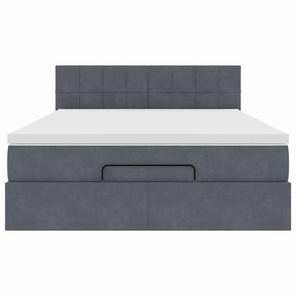 Struttura Letto Pouf con Materasso 140x190 cm Velluto