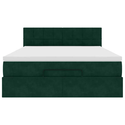 Struttura Letto Pouf con Materasso 140x190 cm in Velluto
