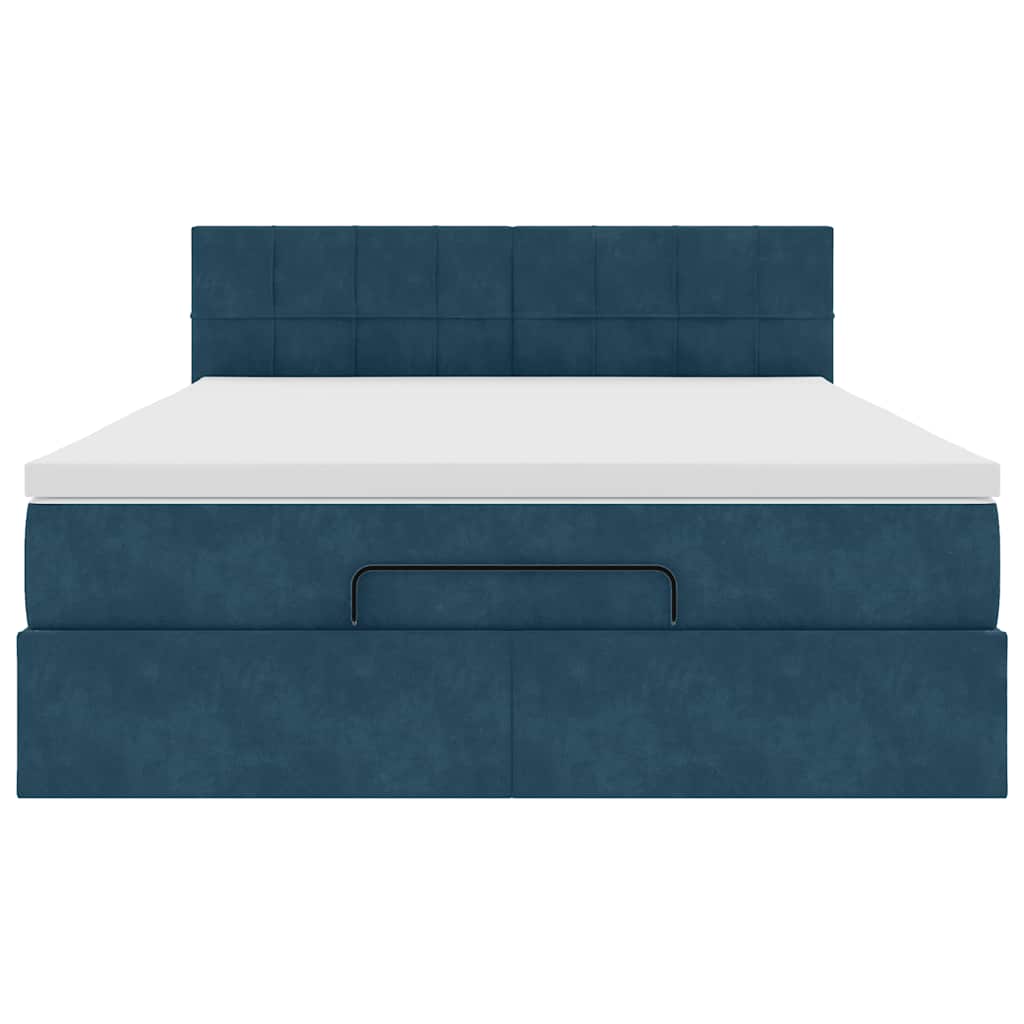Struttura Letto Pouf con Materasso 140x190 cm in Velluto