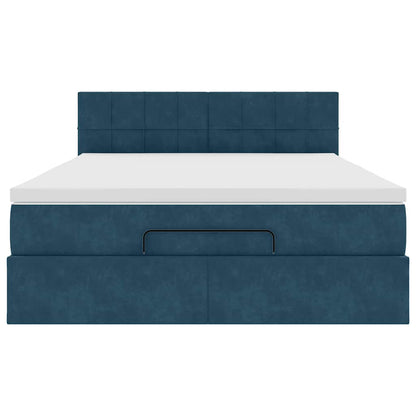 Struttura Letto Pouf con Materasso 140x190 cm in Velluto