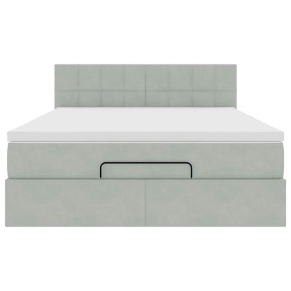 Struttura Letto Pouf con Materasso 140x200 cm in Velluto
