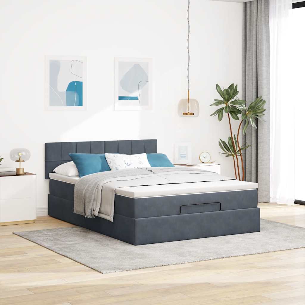 Struttura Letto Pouf con Materasso 140x200 cm in Velluto