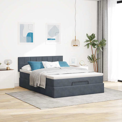 Struttura Letto Pouf con Materasso 140x200 cm in Velluto