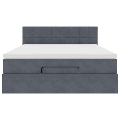 Struttura Letto Pouf con Materasso 140x200 cm in Velluto