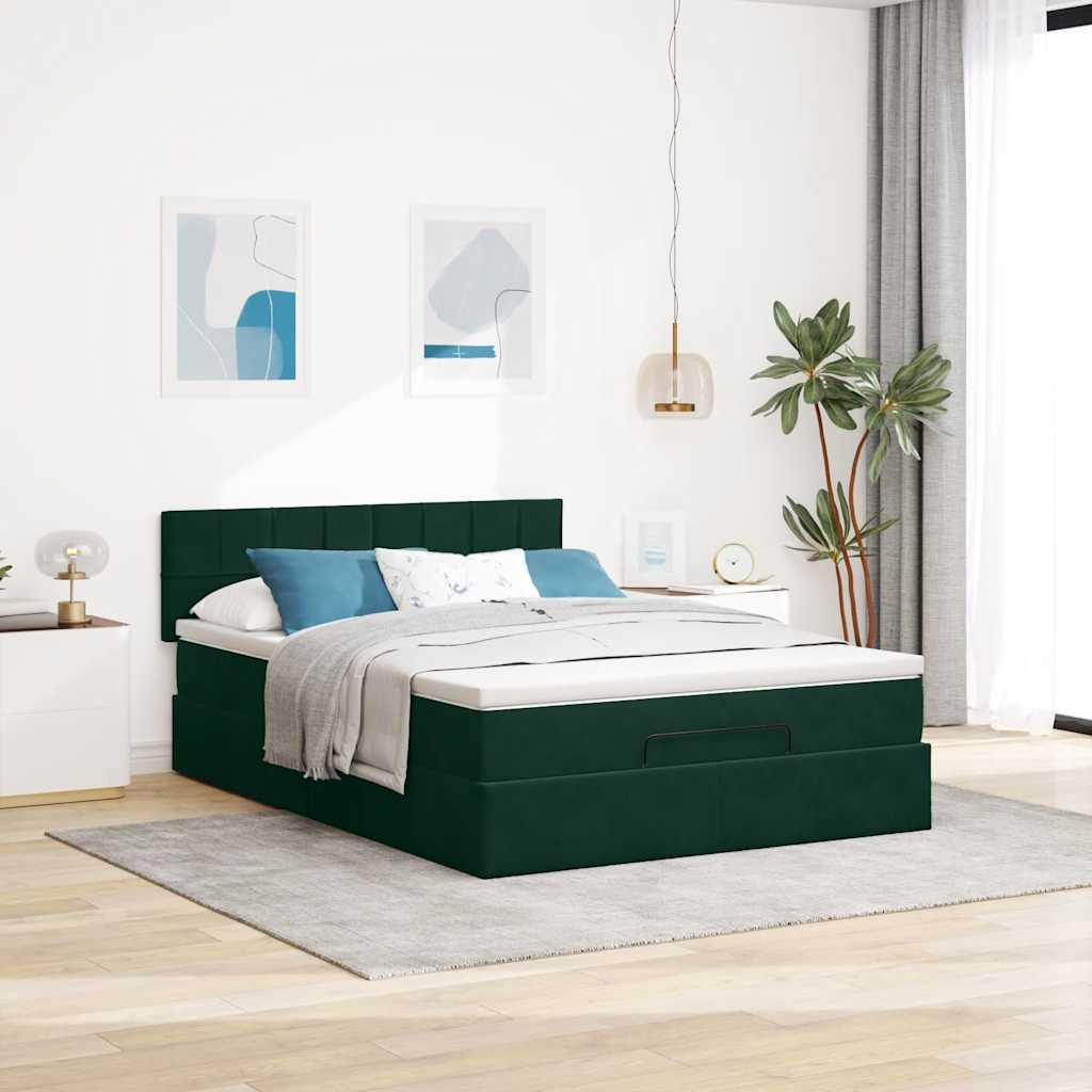 Struttura Letto Pouf con Materasso 140x200 cm in Velluto