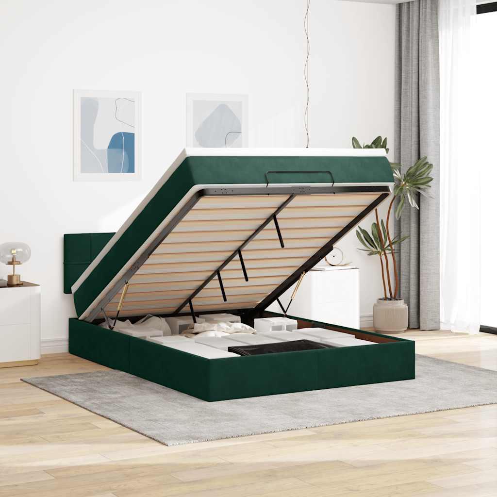Struttura Letto Pouf con Materasso 140x200 cm in Velluto