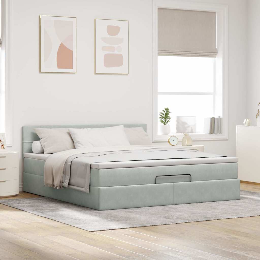 Struttura Letto Pouf con Materasso 160x200 cm in Velluto