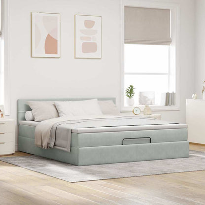 Struttura Letto Pouf con Materasso 160x200 cm in Velluto
