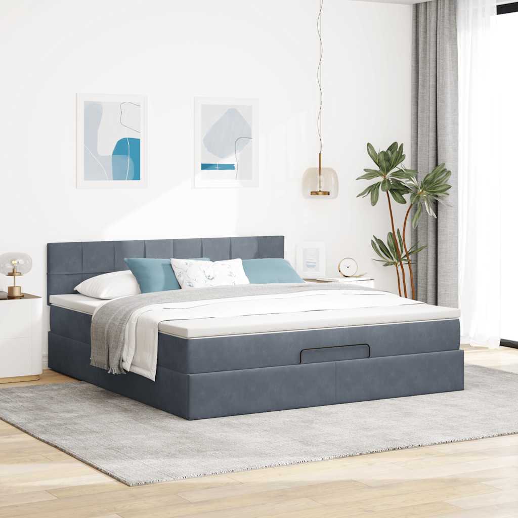 Struttura Letto Pouf con Materasso 160x200 cm in Velluto