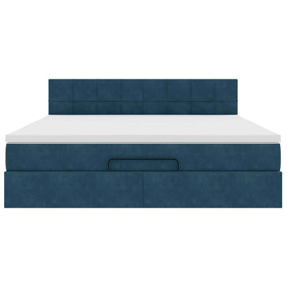 Struttura Letto Pouf con Materasso 160x200 cm in Velluto