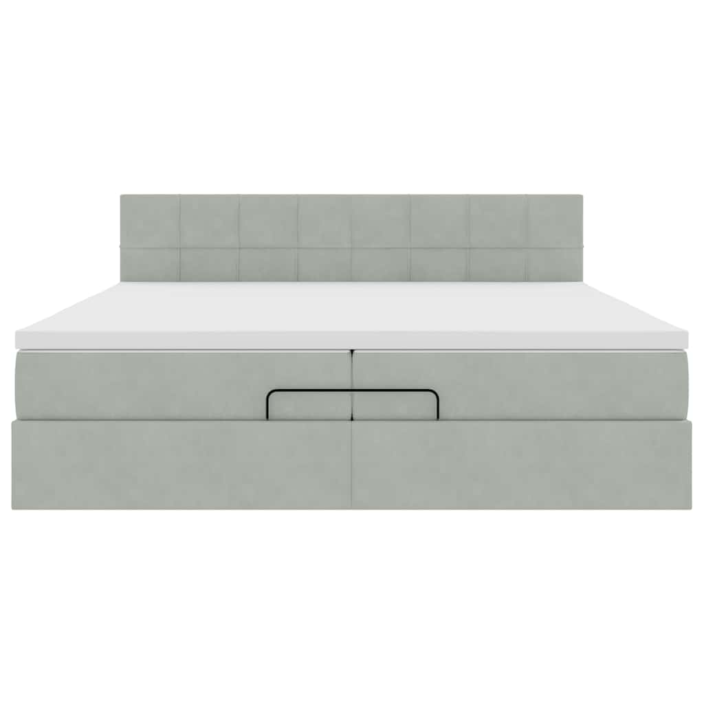 Struttura Letto Pouf con Materasso 200x200 cm in Velluto