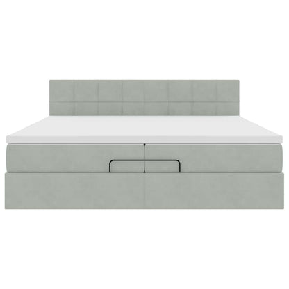 Struttura Letto Pouf con Materasso 200x200 cm in Velluto
