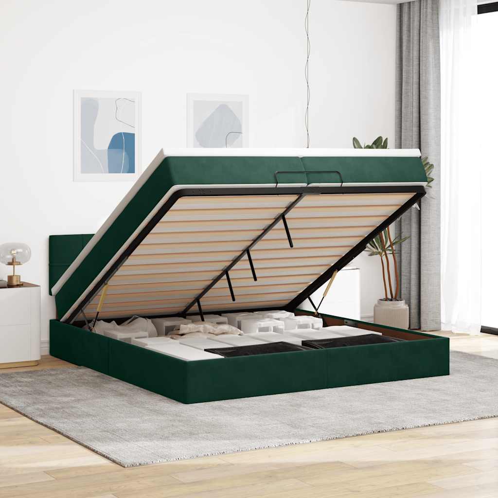 Struttura Letto Pouf con Materasso 200x200 cm in Velluto