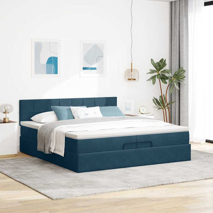 Struttura Letto Pouf con Materasso 200x200 cm in Velluto