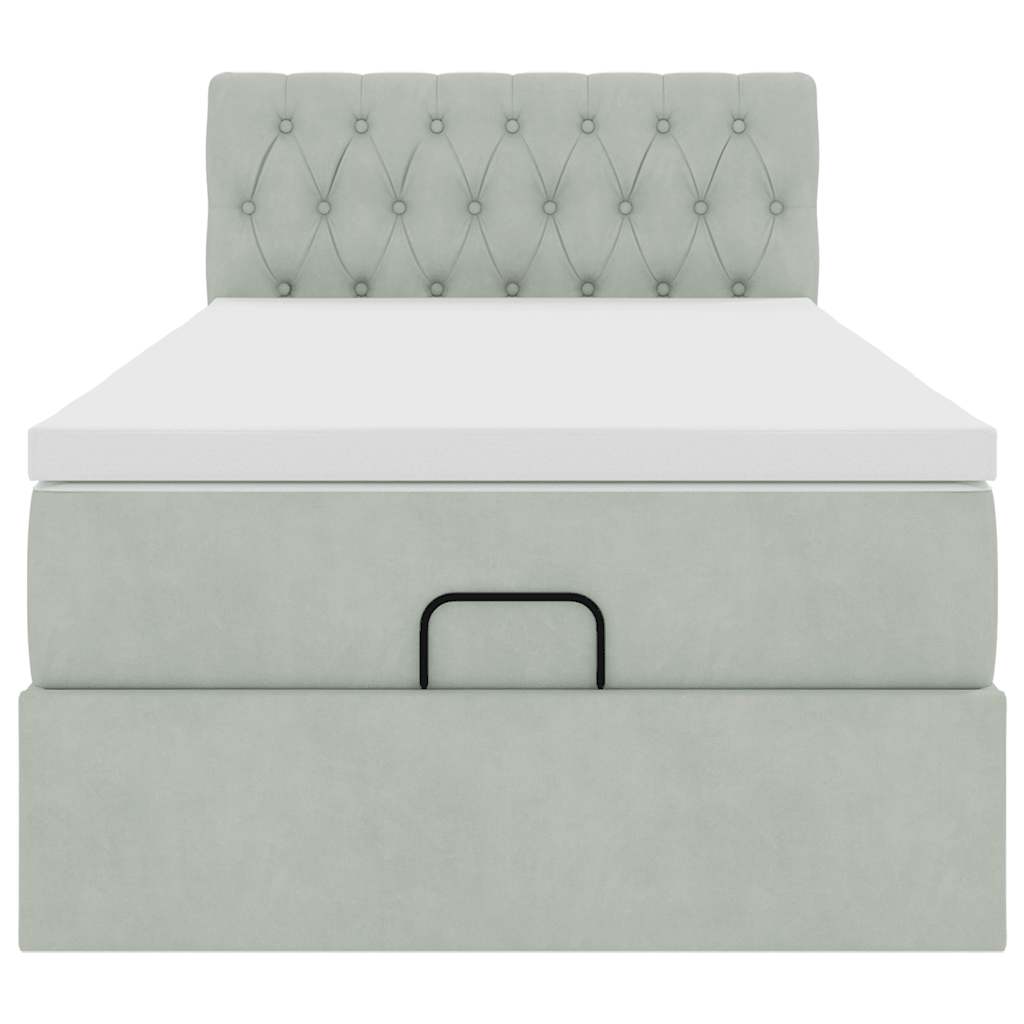 Struttura Letto Pouf con Materasso 90x200 cm in Velluto
