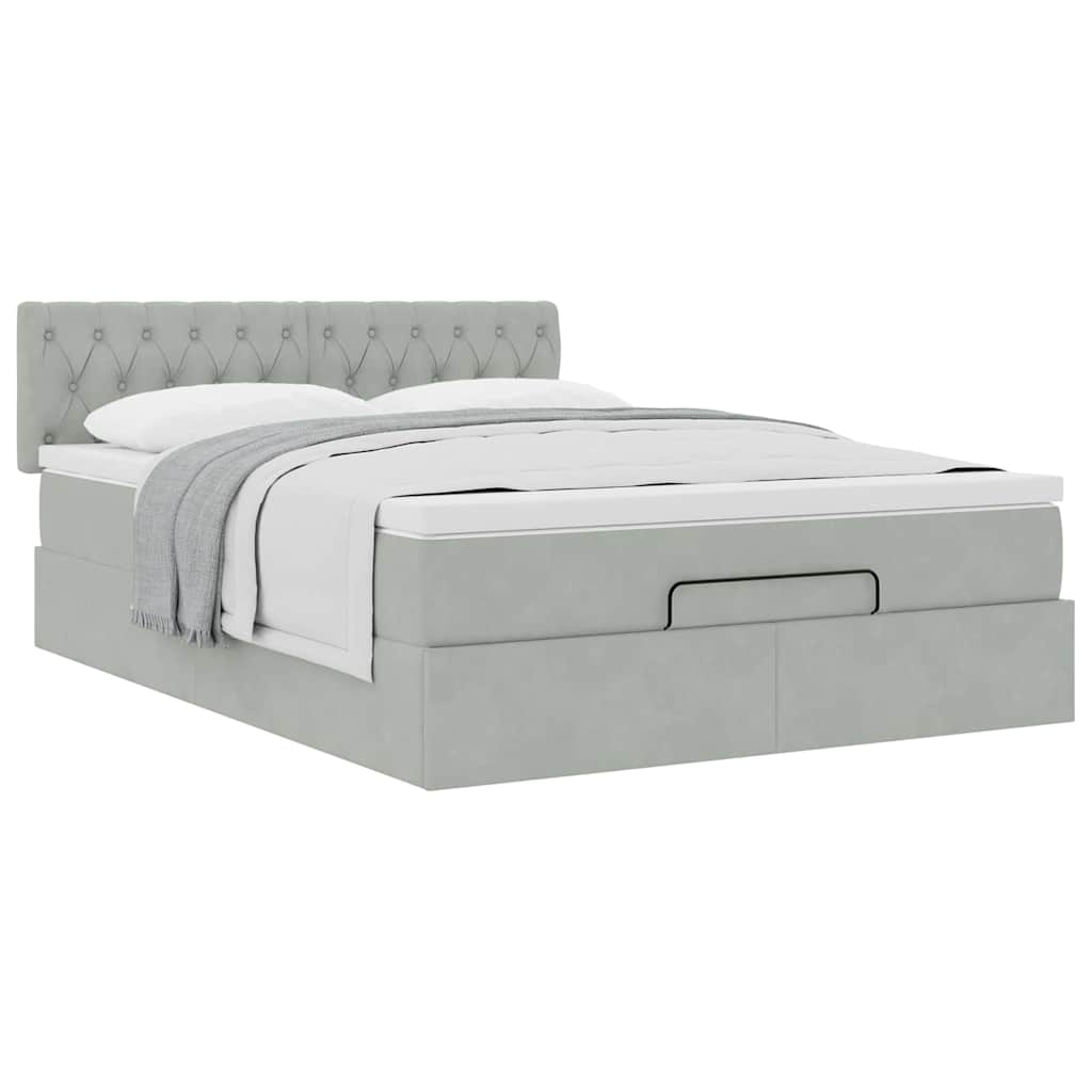 Struttura Letto Pouf con Materasso 140x200 cm in Velluto