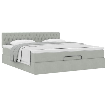 Struttura Letto Pouf con Materasso 160x200 cm in Velluto