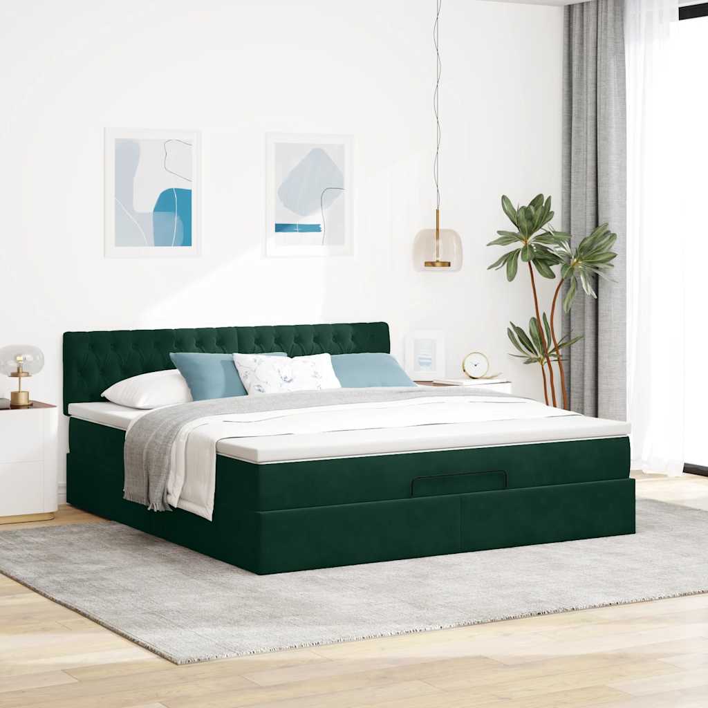 Struttura Letto Pouf con Materasso 160x200 cm in Velluto