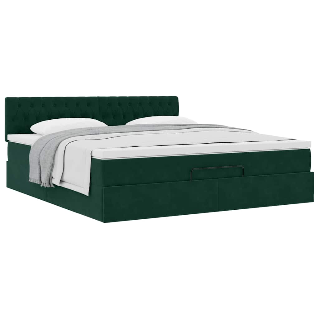 Struttura Letto Pouf con Materasso 160x200 cm in Velluto