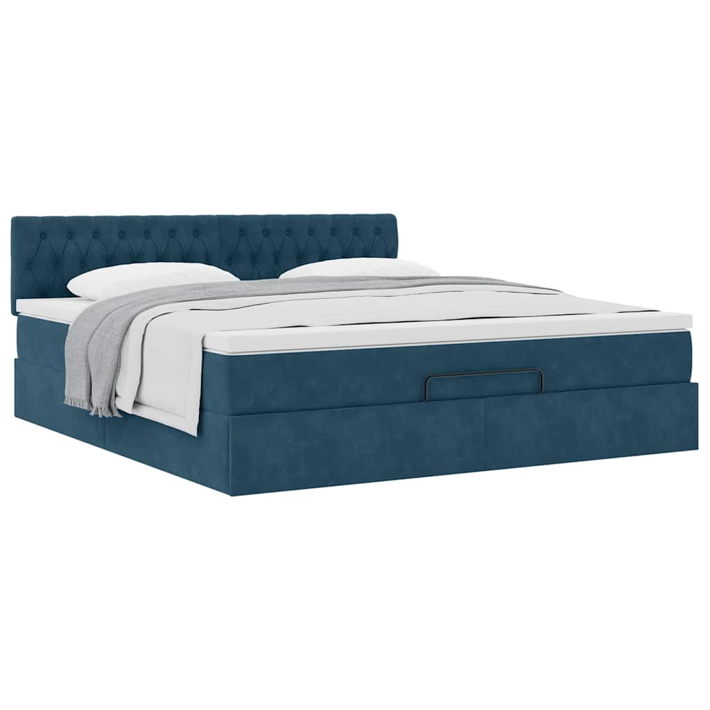 Struttura Letto Pouf con Materasso 160x200 cm in Velluto