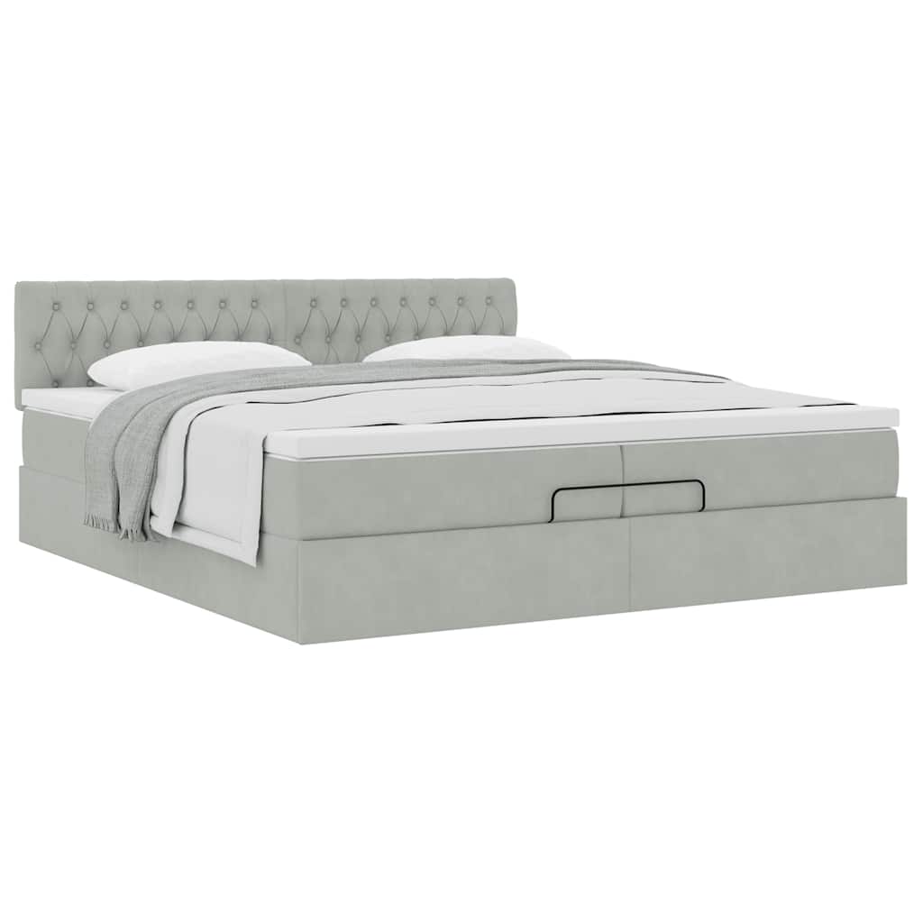 Struttura Letto Pouf con Materasso 200x200 cm in Velluto