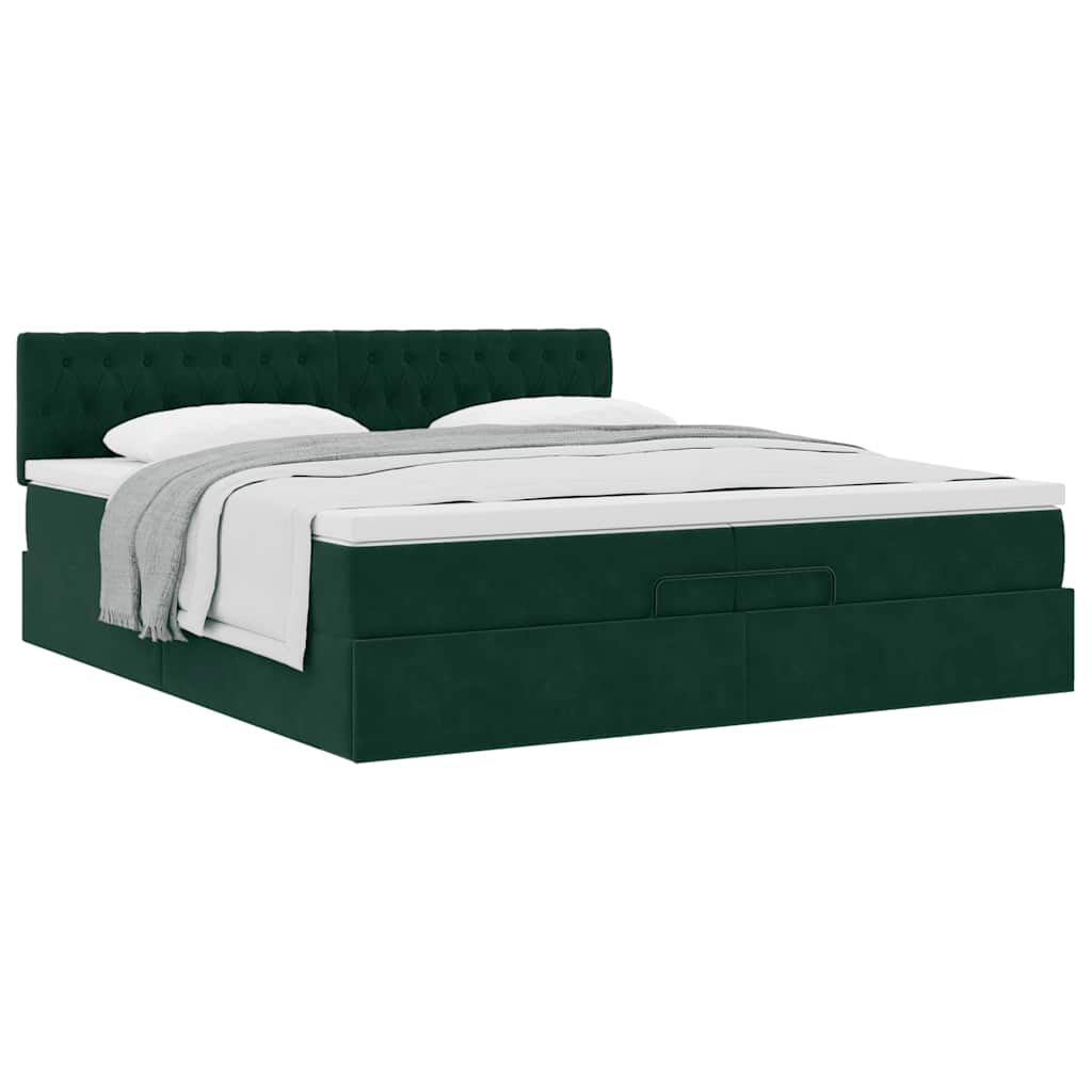 Struttura Letto Pouf con Materasso 200x200 cm in Velluto