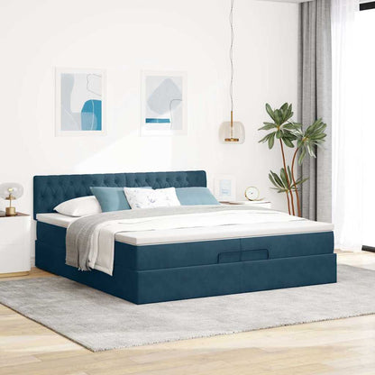 Struttura Letto Pouf con Materasso 200x200 cm in Velluto