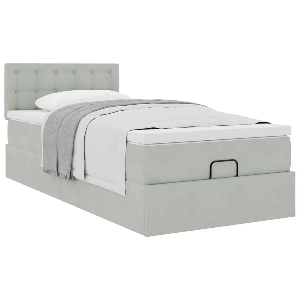 Struttura Letto Pouf con Materasso 90x190 cm in Velluto