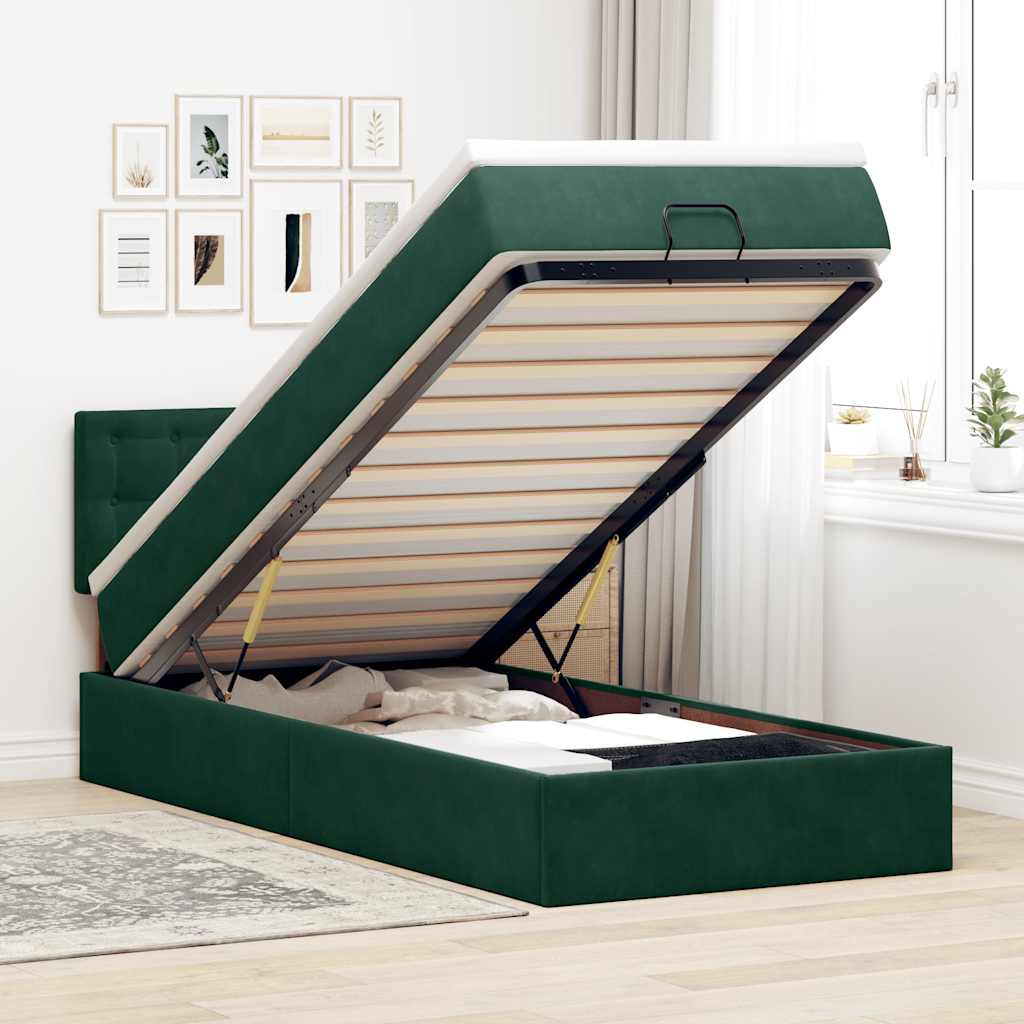 Struttura Letto Pouf con Materasso 90x190 cm in Velluto