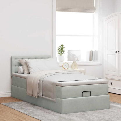 Struttura Letto Pouf con Materasso 90x200 cm in Velluto